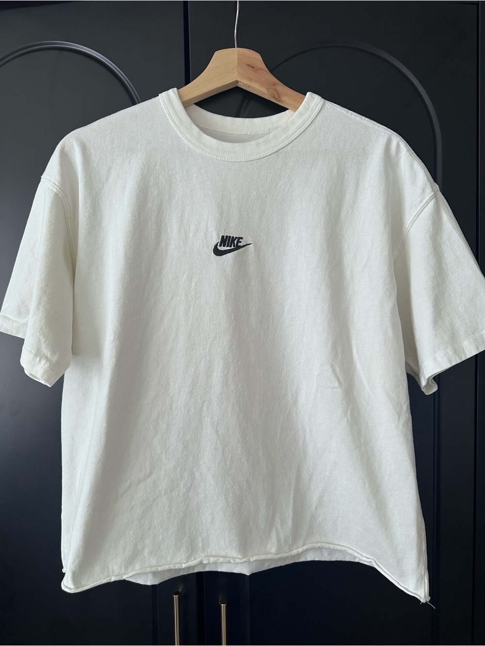 Nike White Short Sleeve Tee with Black Mini Swoosh